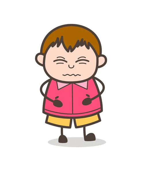 Espressione confusa - Carino cartone animato grasso Kid Illustrazione — Vettoriale Stock