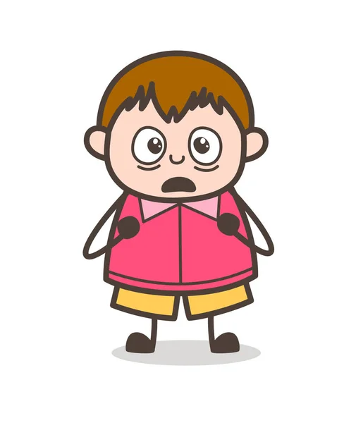 Scared Facial Expression - Cute Cartoon Fat Kid Illustration — Stock Vector