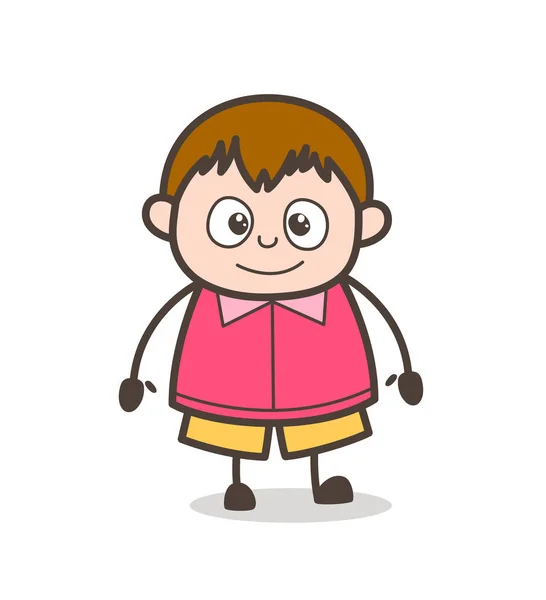 Kedves mosolygós arc kifejezés - aranyos Cartoon kövér gyerek illusztráció — Stock Vector