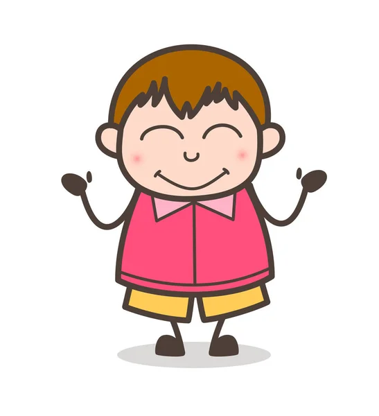 Blushing Smiling Face - Cute Cartoon Fat Kid Illustration - Stok Vektor