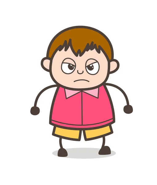 Dühös hangulat - aranyos Cartoon kövér gyerek illusztráció — Stock Vector