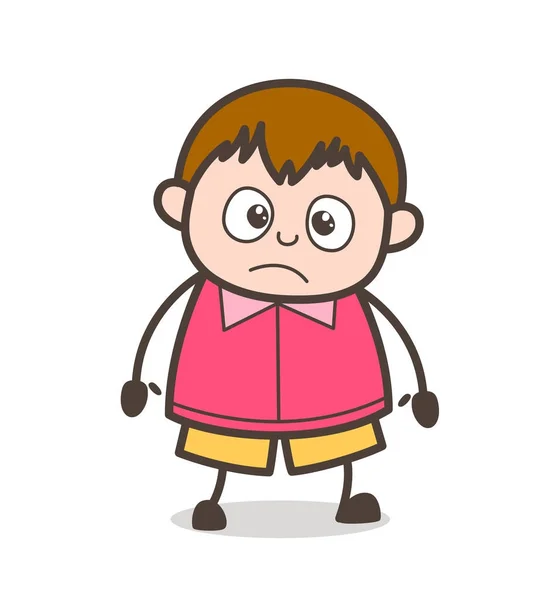 Expressão facial chocada - Ilustração bonito do miúdo gordo dos desenhos animados — Vetor de Stock