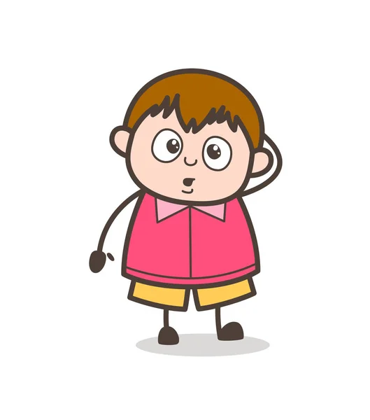 Csoda arc kifejezés - aranyos Cartoon kövér gyerek illusztráció — Stock Vector
