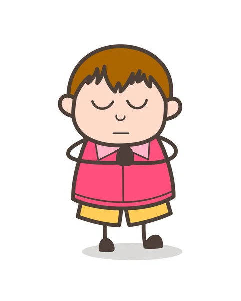 Faire la prière - Mignon dessin animé Fat Kid illustration — Image vectorielle