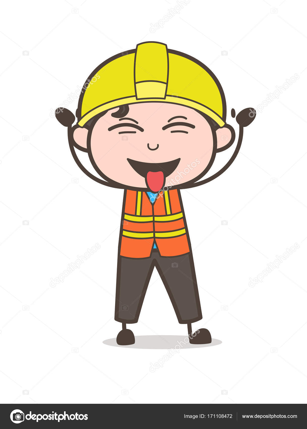 滑稽和舌头脸— — 可爱的卡通男工程师图图库矢量图©lineartist 171108472, image size:1217x1700