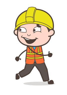 Mutlu ruh hali - sevimli çizgi erkek mühendis illüstrasyon çalıştıran