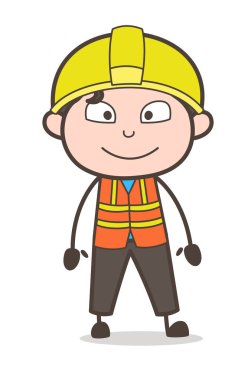 Güler yüz - sevimli çizgi erkek mühendis illüstrasyon