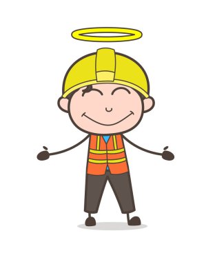 Halo - sevimli çizgi erkek mühendis illüstrasyon ile güler yüz