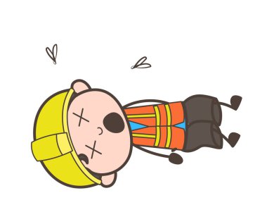 Alt ceset - sevimli çizgi erkek mühendis illüstrasyon