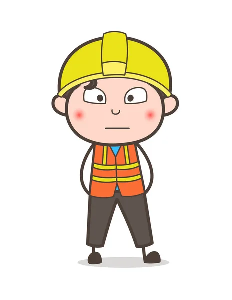 Gespoeld geschokt Face - Cute Cartoon mannelijke ingenieur illustratie — Stockvector