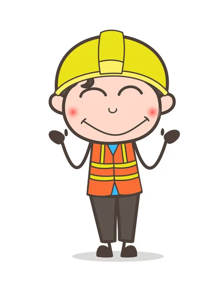 Nieśmiały, uśmiechniętą twarz - ilustracja kreskówka mężczyzna inżynier — Wektor stockowy