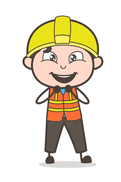 Very Happy Face - Cute Cartoon Male Engineer Illustration — Stock Vector