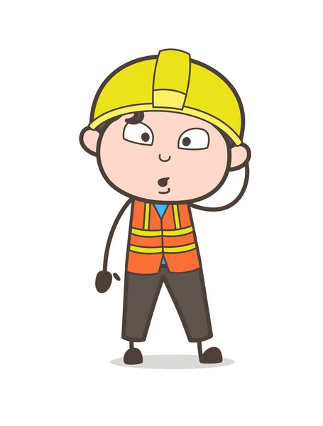 Verbaasd gezicht - Cute Cartoon mannelijke ingenieur illustratie — Stockvector