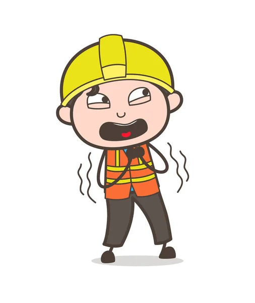 Ουρλιάζοντας πρόσωπο - χαριτωμένο καρτούν εικονογράφηση αρσενικό μηχανικός — Διανυσματικό Αρχείο
