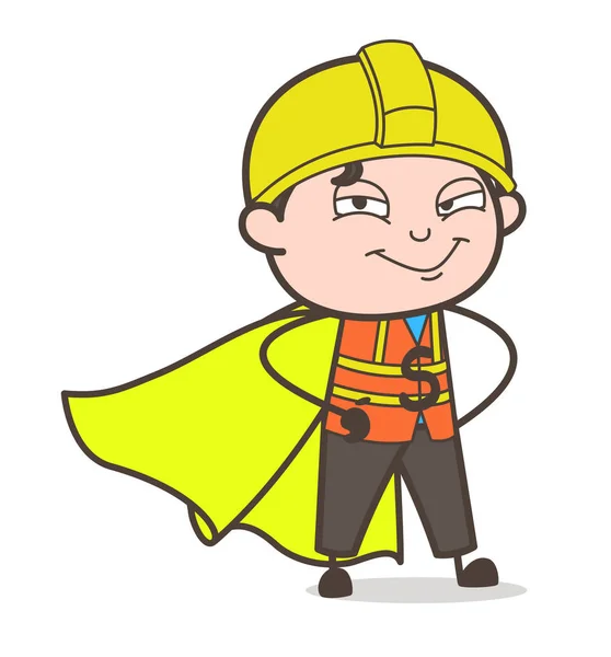 Super ingenieur Smiling Face - Cute Cartoon mannelijke ingenieur illustratie — Stockvector