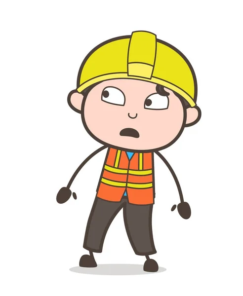 Ijedt arc kifejezés - aranyos Cartoon férfi mérnök illusztráció — Stock Vector