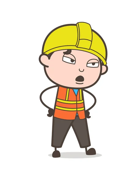 Unhöfliches Verhalten - niedliche Zeichentrick männliche Ingenieur Illustration — Stockvektor