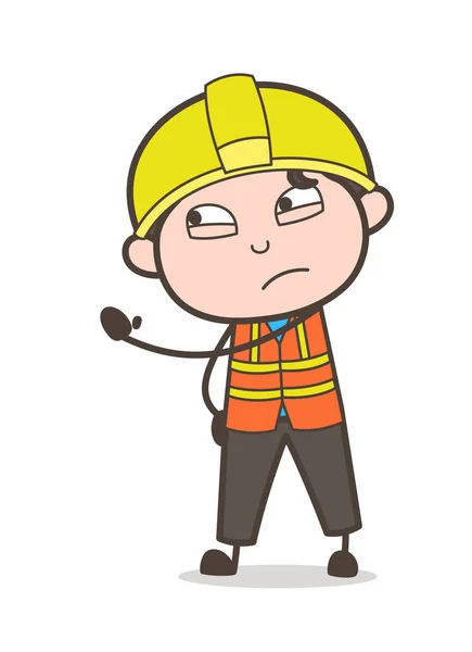 Weergegeven: Hand in agressie - Cute Cartoon mannelijke ingenieur illustratie — Stockvector