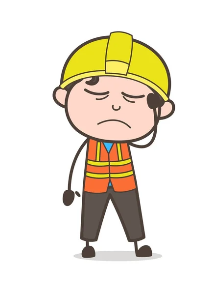 Zieke gezicht expressie - Cute Cartoon mannelijke ingenieur illustratie — Stockvector