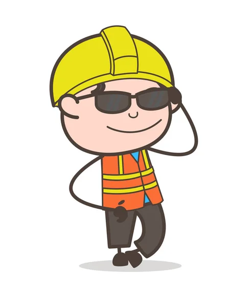 Fancy zonnebril - Cute Cartoon mannelijke ingenieur illustratie — Stockvector