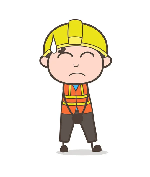 Sad emotionele Face - Cute Cartoon mannelijke ingenieur illustratie — Stockvector