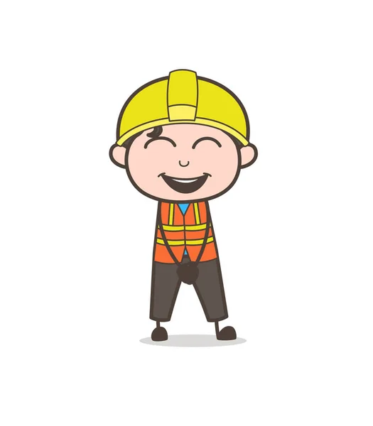Γέλιο πρόσωπο - χαριτωμένο καρτούν εικονογράφηση αρσενικό μηχανικός — Διανυσματικό Αρχείο