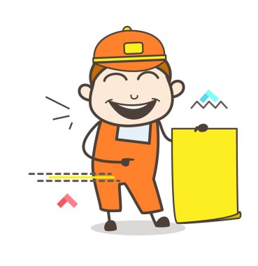 Neşeli işçi ile boş kağıt bayrak