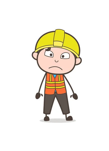 Verward gezicht - Cute Cartoon mannelijke ingenieur illustratie — Stockvector