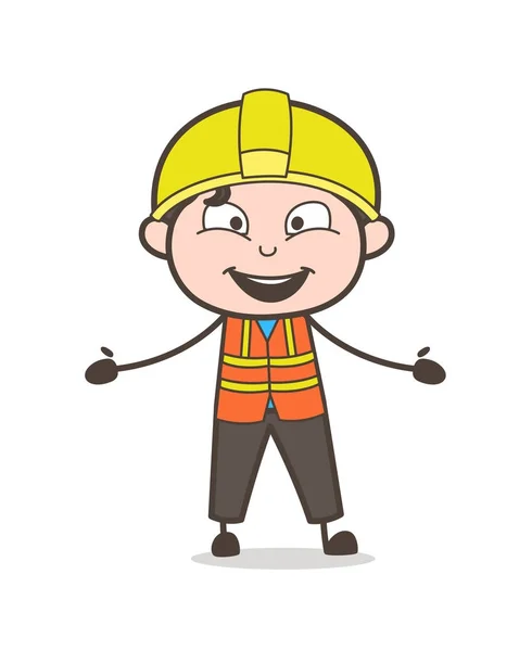 Χαρούμενο γέλιο πρόσωπο - χαριτωμένο καρτούν εικονογράφηση αρσενικό μηχανικός — Διανυσματικό Αρχείο
