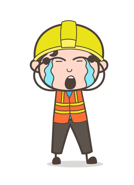 大声で泣いているスマイル - かわいい漫画の男性エンジニア リング図 — ストックベクタ