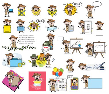 Dedektif Ajanı seti - Kavram Vektörü illüstratı Koleksiyonu