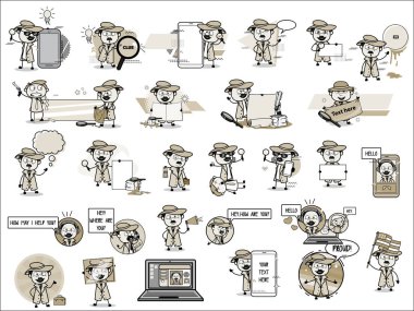 Çizgi Roman Dedektifi Ajan Karakteri - Klasik Konsept Vektörü