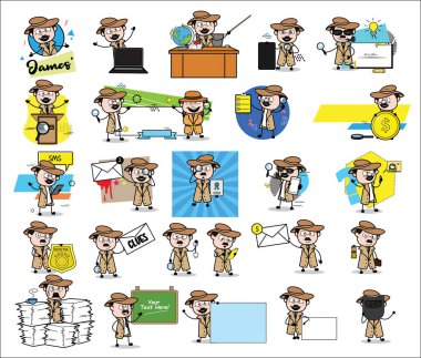 Dedektif Ajan ile birçok kavram - Vektör illu kavramları