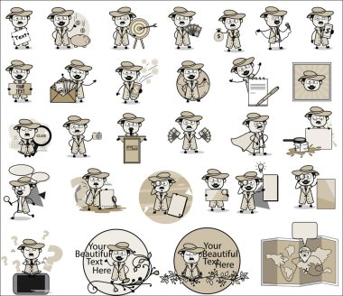 Genç Çizgi Film Dedektifi - Vektör il Konsepti Koleksiyonu