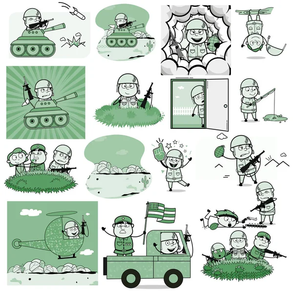 Various Vintage Comic Army Man - Collection of Concepts Vector i