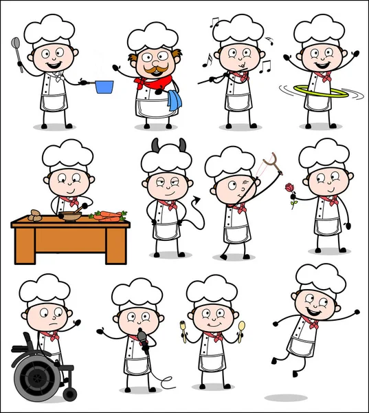 Cartoon Chef - Set of Concepts Vector illusztrációk — Stock Vector