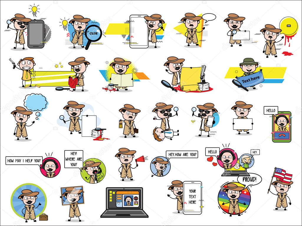 Funny Comic Detective Agent Character - Collection of Concepts V