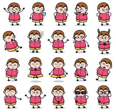 Genç Şişman Çocuk Pozisyonları - Vektör nefreti kavramları