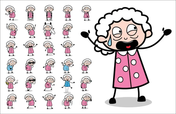 Concepts of Many Old Granny Character - Set of Concepts Vector i — Stock Vector