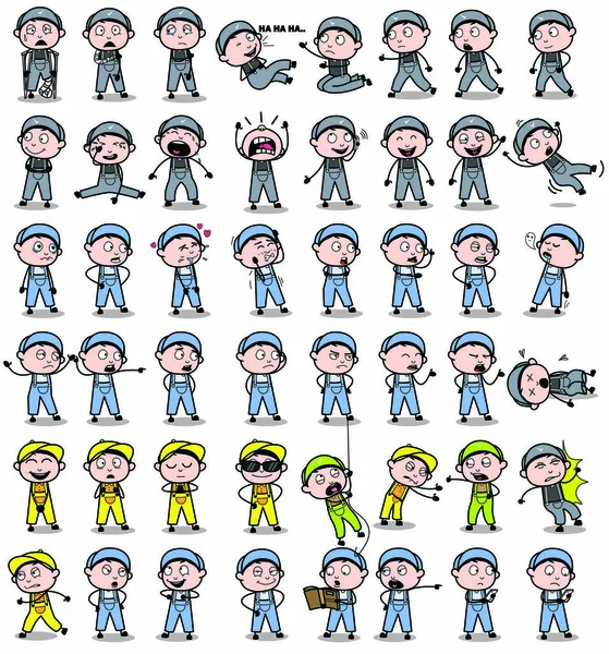 Cartoon Repairman Character Poses - Set di concetti vettoriale illus — Vettoriale Stock