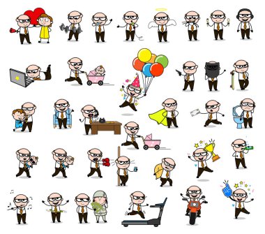 Comic Old Boss - Kavramları Vektör çizimleri