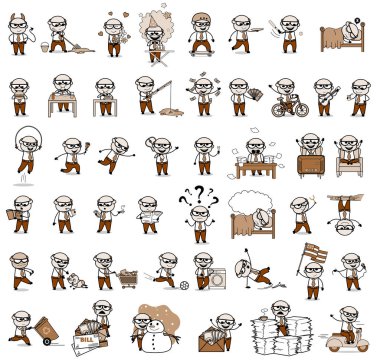 Vintage Comic Old Boss - Kavramların Vektör çizimleri