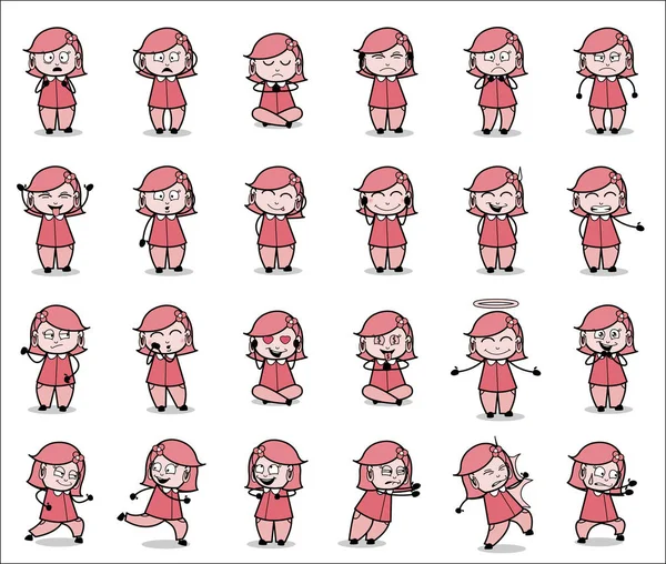 Different Poses of Cartoon Housewife - Set of Concepts Vector il — 스톡 벡터