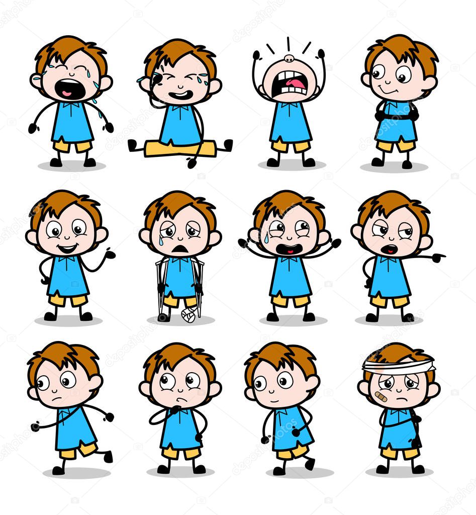 Comic Cute Office Guy - Set of Concepts Vector illustrations