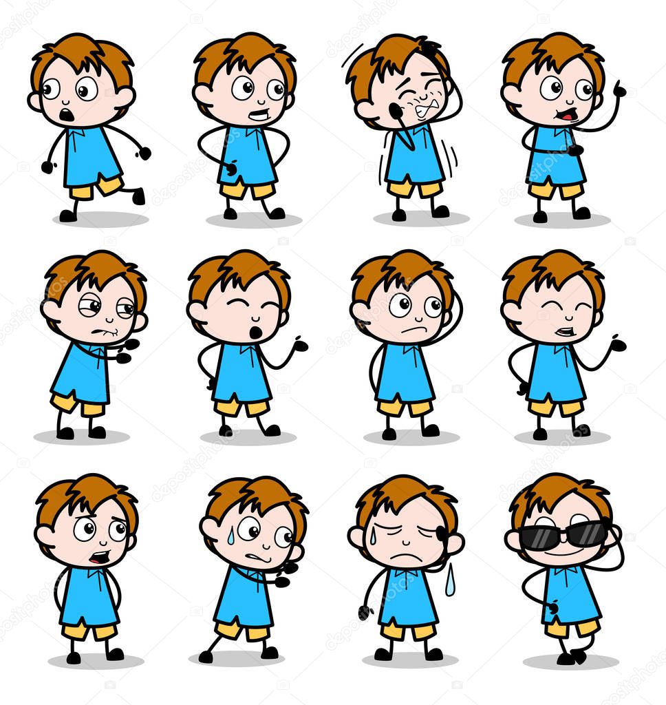 Dwarf Cartoon Office Guy - Set of Concepts Vector illustrations