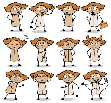 Ofis Kadını Koleksiyon Pozisyonları - Kavram Vektörü Çizimleri