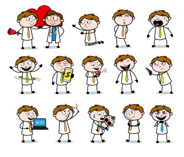 Ofisteki Adam - Farklı Kavramlarda Vektör illüstrasyonları