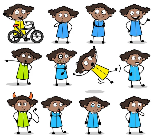 Comic Poses of Office Lady - Uppsättning begrepp vektor illustration — Stock vektor