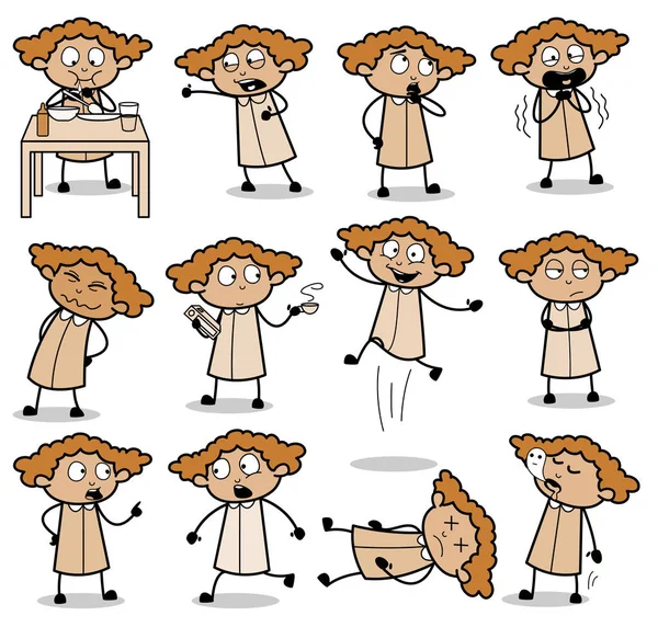 Concetti di Office Lady Poses - Set di Comic Concepts Vector ill — Vettoriale Stock