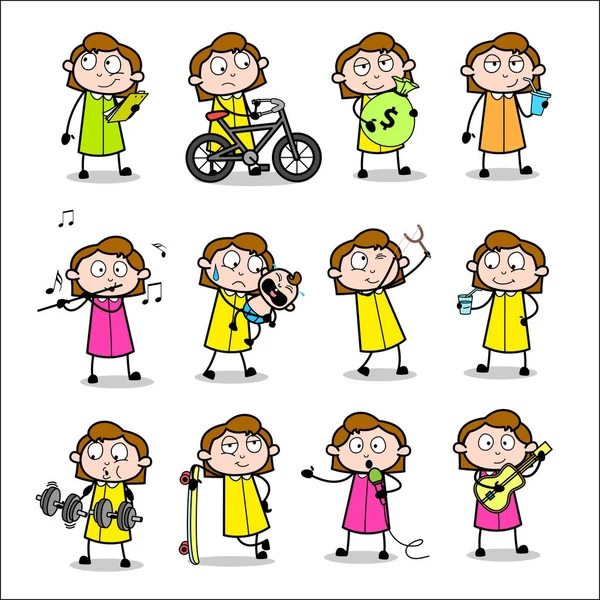 Office Girl - Set of Different Concepts Vector illusztrációk — Stock Vector